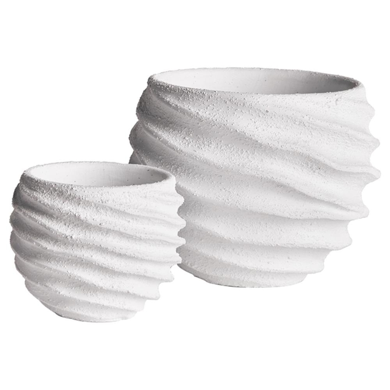 Outdoor Planter Set, Round with Pitted Stone Texture (55)