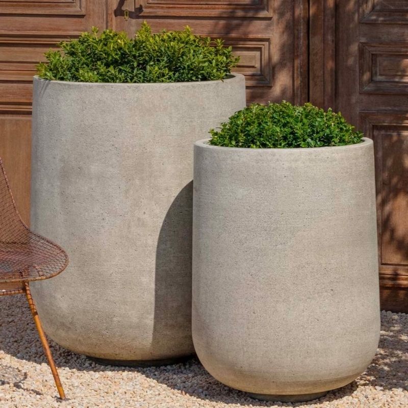 Outdoor Planter, Tall Tapered Rectangular Weathered Stone. (68 chars)