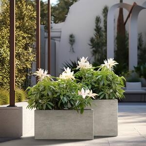 Outdoor Planters Crisp White Columnar Planters Tall Set Matte Finish