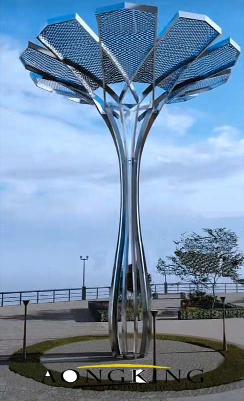 Outdoor Sculpture Abstract Tree Form Large Metal Garden Art