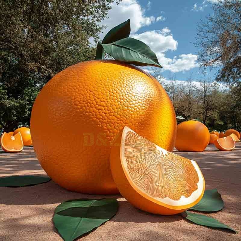 Outdoor Sculpture High-Gloss Finish Oversized Fruit Form Metal Art