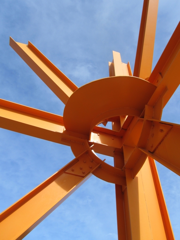 Outdoor Sculpture Industrial Beams Starburst Silhouette Matte Metal Abstract