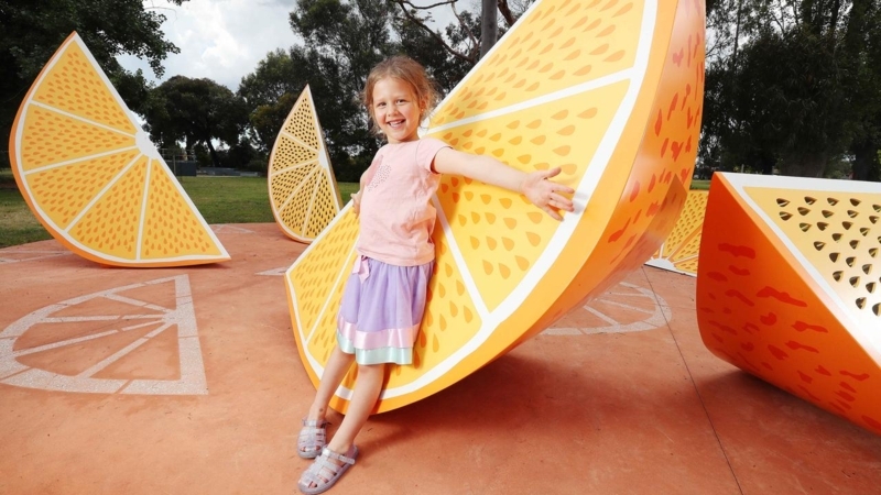 Outdoor Sculpture Oversized Citrus Segments Pop Art Semi-Gloss Finish
