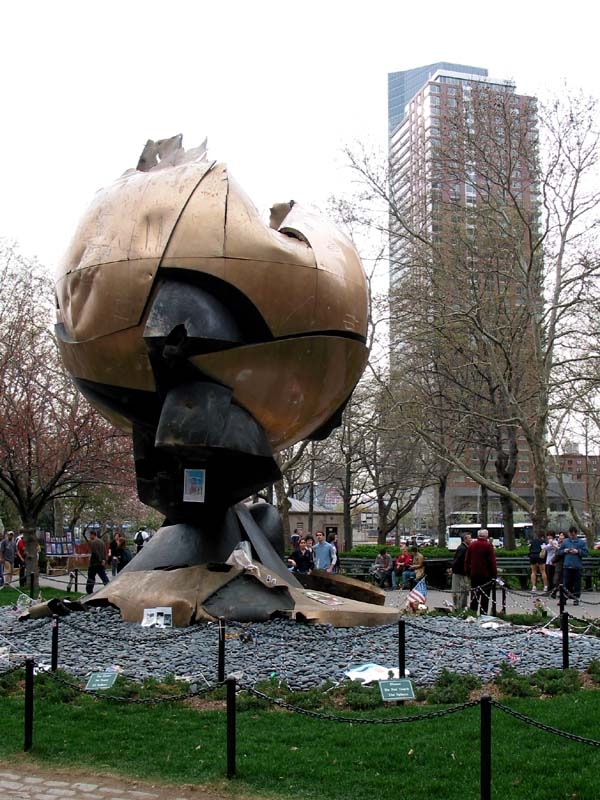 Outdoor Sculpture Spherical Silhouette Damaged Bronze Garden Statue