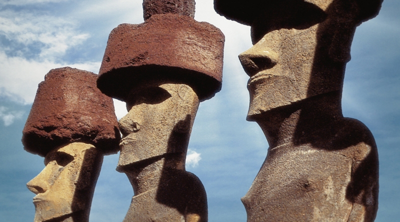 Outdoor Sculpture with Red Stone Headpiece for Ancient Inspired Decor
