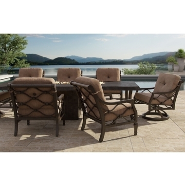 Outdoor Seating Group Ornate Metal Work Scrolled Arms Matching Ottomans