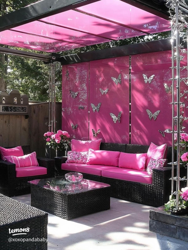 Outdoor Sectional Neon Wall Art Urban Balcony Glam Aesthetic