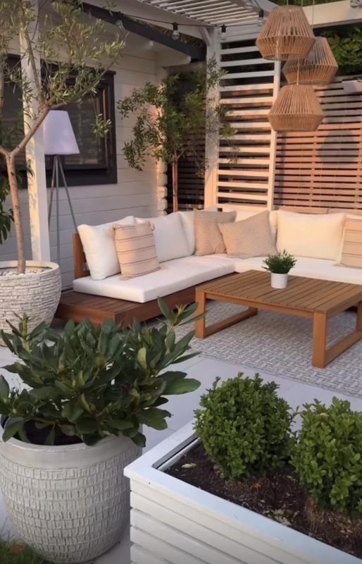 Outdoor Sectional Sofa on Balcony with Monochromatic Beige Palette