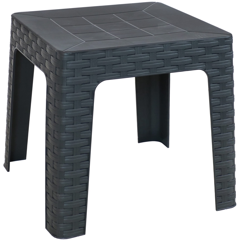 Outdoor Side Table Gray Square Slatted Top Wood Grain Texture