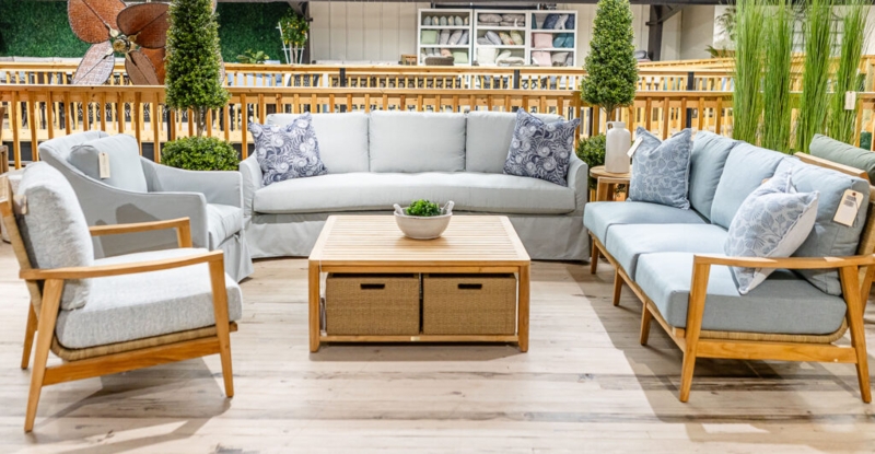 Outdoor Sofa: Large Charcoal Low-Profile Silhouette