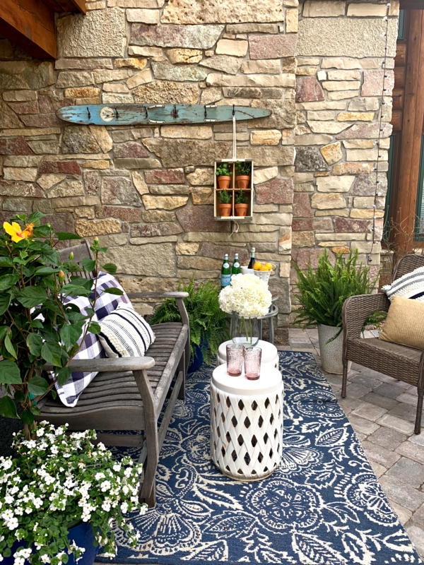 Outdoor Sofa Nautical Coastal Porch Decor with Oar Wall Art Styling
