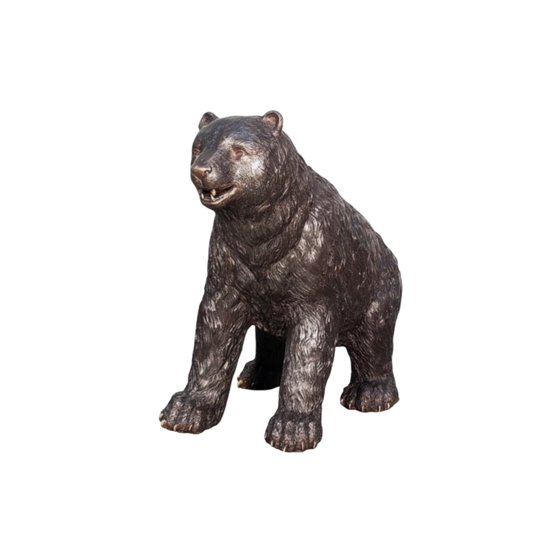 Outdoor Statue Bronze Bear Family Rustic Garden Decor Patina Finish