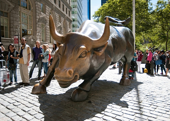 Outdoor Statue: Charging Pose, Large Outdoor Bull Statue