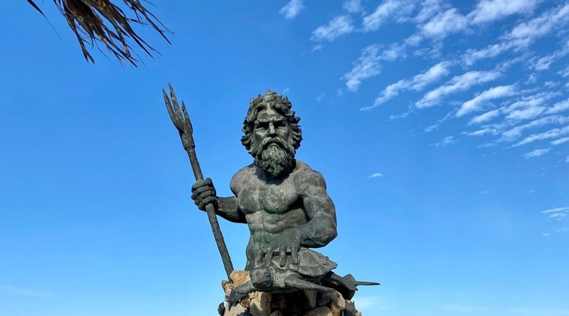 Outdoor Statue Monumental Bronze Finish Nautical Mythology Trident