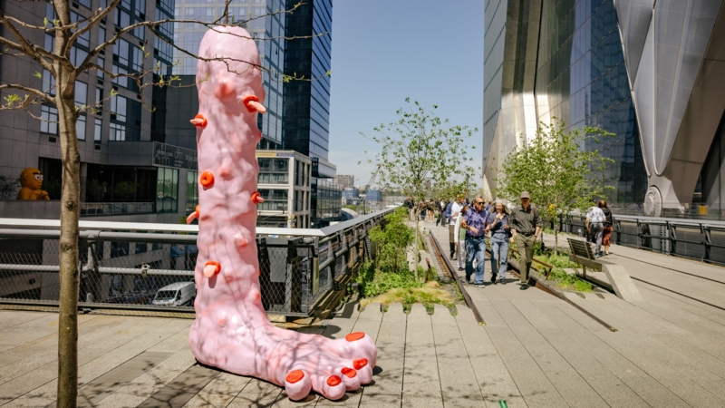 Outdoor Statue Monumental Foot Shape Glossy Resin Surrealist Art