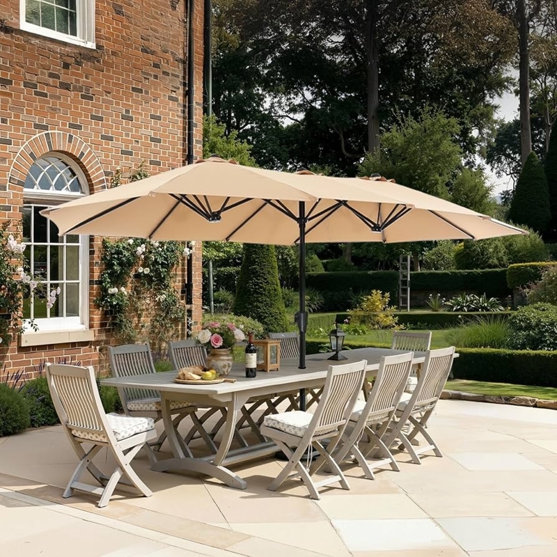 Outdoor Umbrella Double Sided Canopy Extra Wide Shade Resort Style