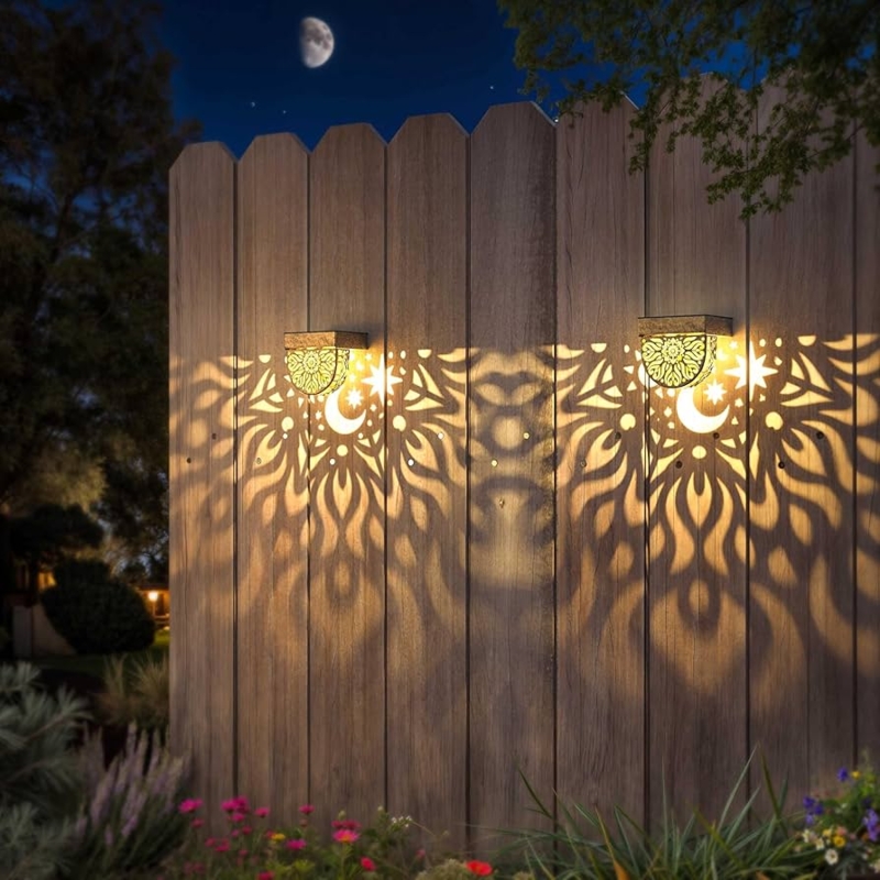 Outdoor Wall Light Wedge Shape Warm Solar Fence Lighting