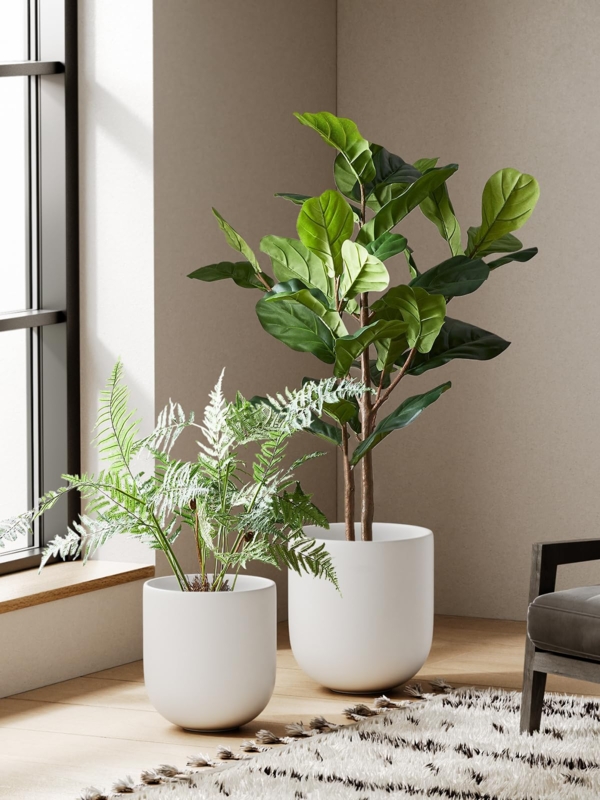 Oversized Cylindrical Planter Pot in Matte White Ceramic
