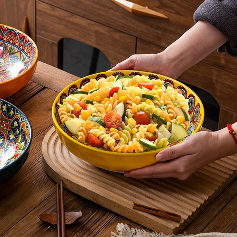 Oversized Dimensions Serving Bowls for Bohemian Kitchen Decor Accents