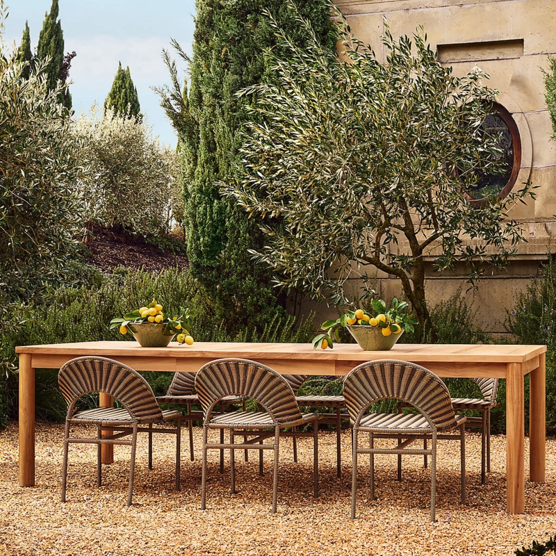 Oversized Modern Dining Table with Slatted Teak Top