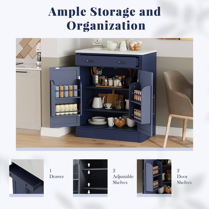Pantry Cabinet Charcoal Grey Integrated Coffee Bar Station