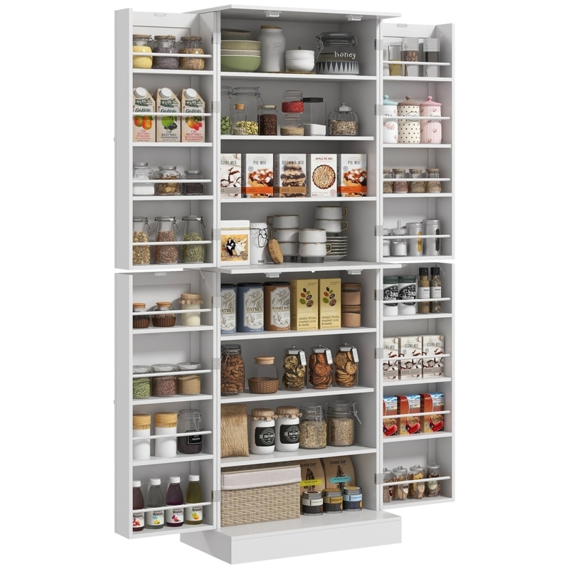 Pantry Cabinet Charcoal Grey Shaker Style with Four Doors