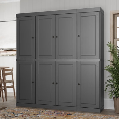 Pantry Cabinet Grey Shaker Style Eight Door Tall Storage
