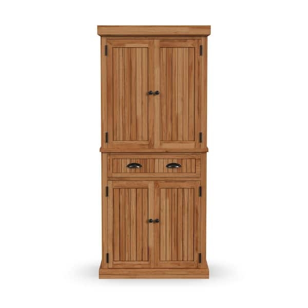 Pantry Cabinet Maple Finish with Decorative Bun Feet