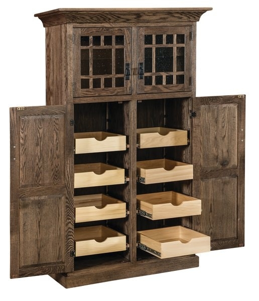 Pantry Cabinet Mission Style Four Door Wood Storage