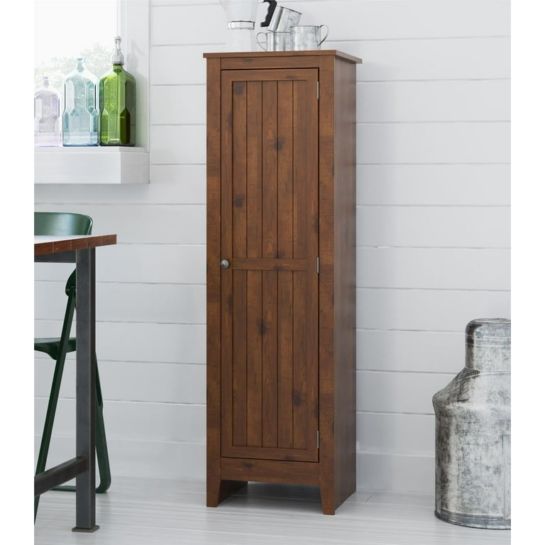 Pantry Cabinet Pine Appearance Shaker Door Slim Storage