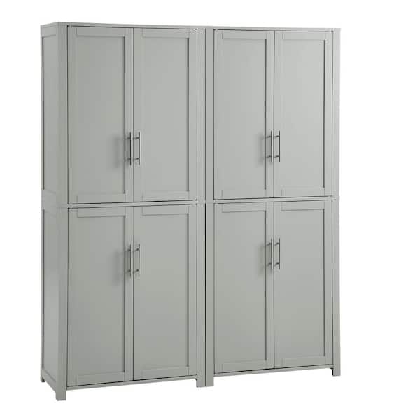 Pantry Cabinet Set of Two in Gray with Shaker Doors