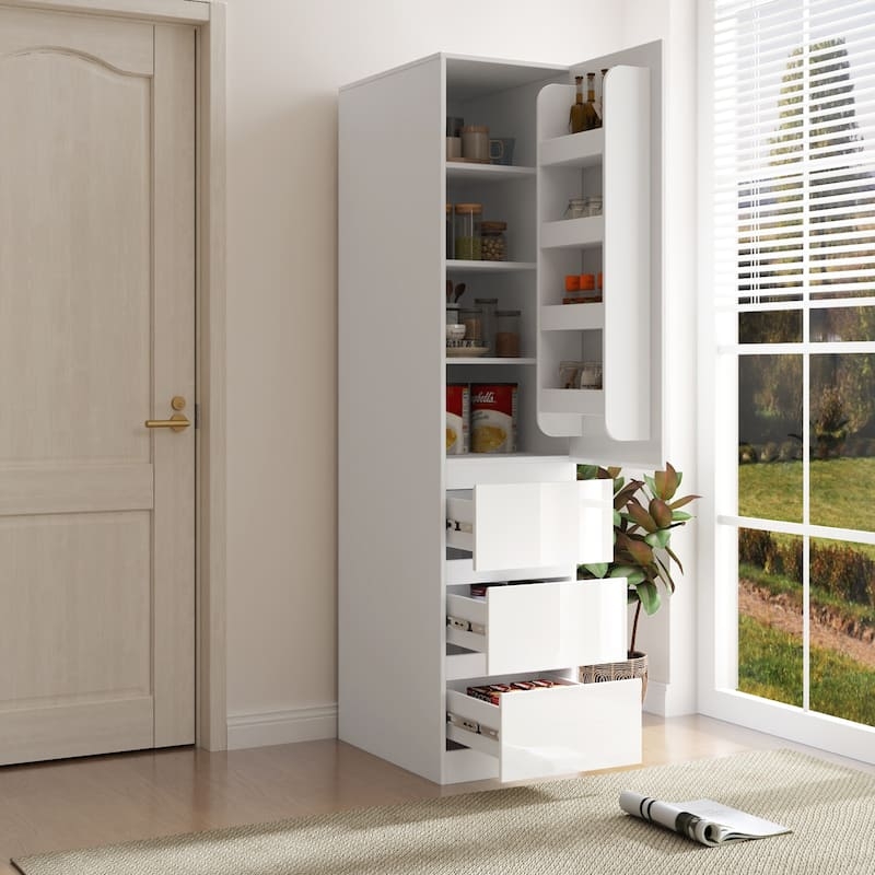Pantry Cabinet: Tall Cabinet with Glass Doors and X-Mullion Detail