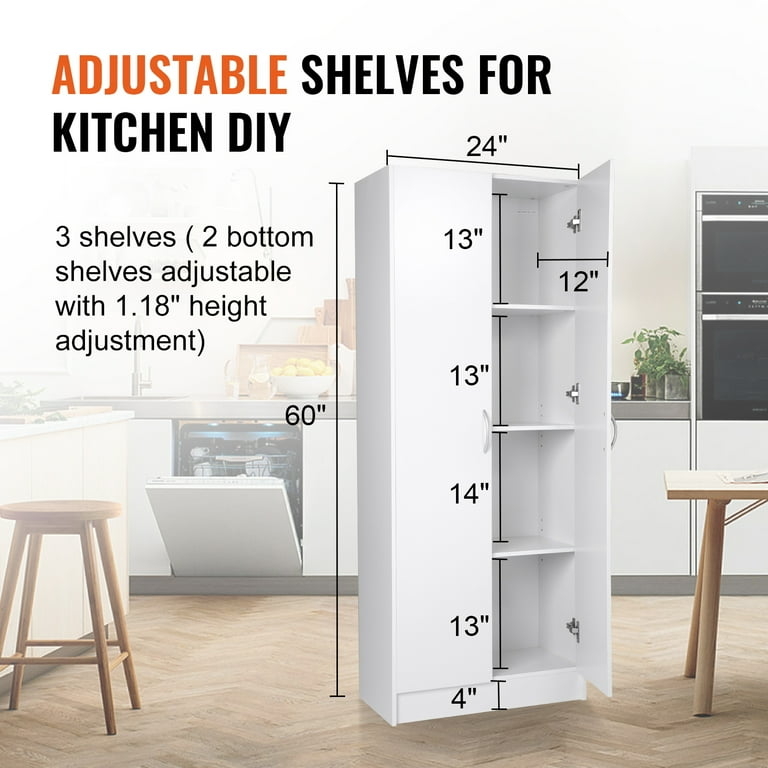 Pantry Cabinet White Open Central Niche and Slim Vertical Profile