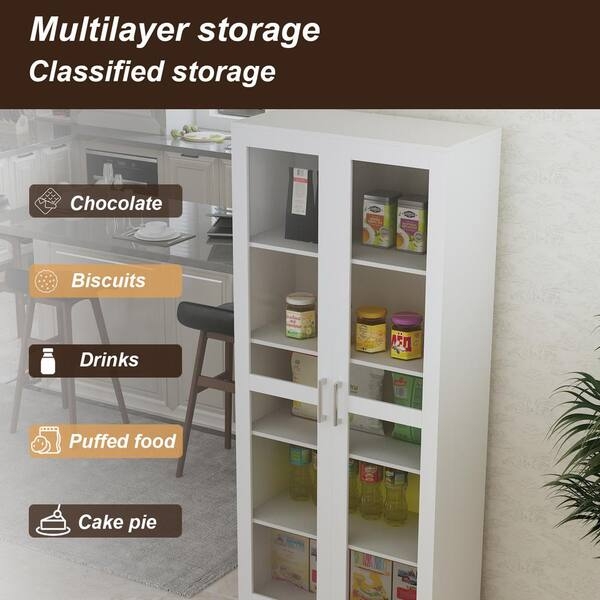 Pantry Cabinet White Shaker Doors 72-inch Tall Silhouette