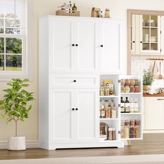 Pantry Cabinet White Shaker Farmhouse with Arched Base