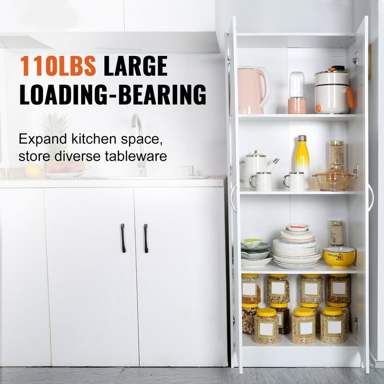 Pantry Cabinet White Slim Profile Four Door Design