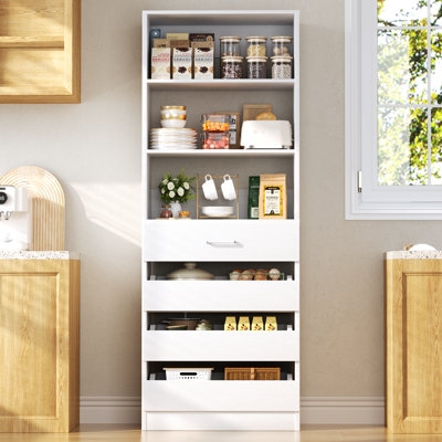 Pantry Cabinet with Central Drawers, Dark Espresso Finish