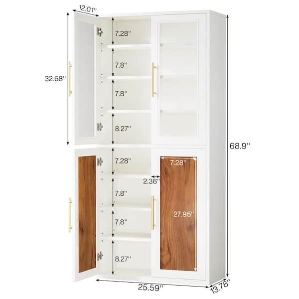 Pantry Cabinet with Microwave Shelf, White Finish