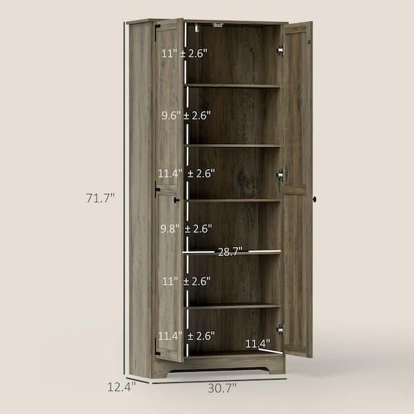 Pantry Cabinet with X-Brace Barn Style Doors in Distressed Gray Finish
