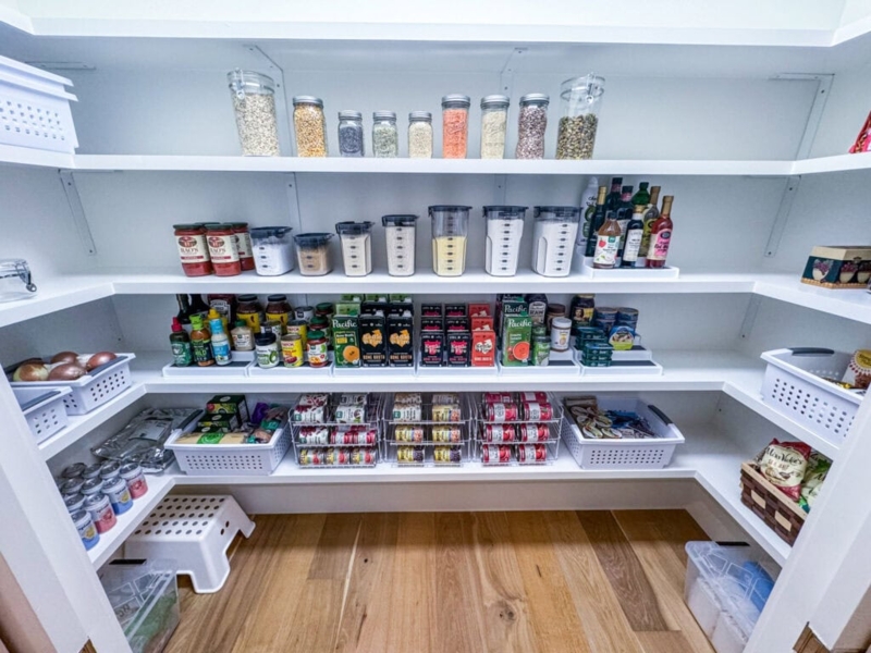 Pantry Organizer Stepped Riser White Tiered Pantry Can Organization