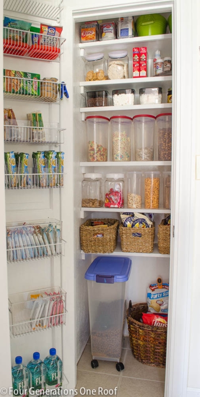 Pantry Shelving Mixed Material Storage Woven Baskets Wire Bins