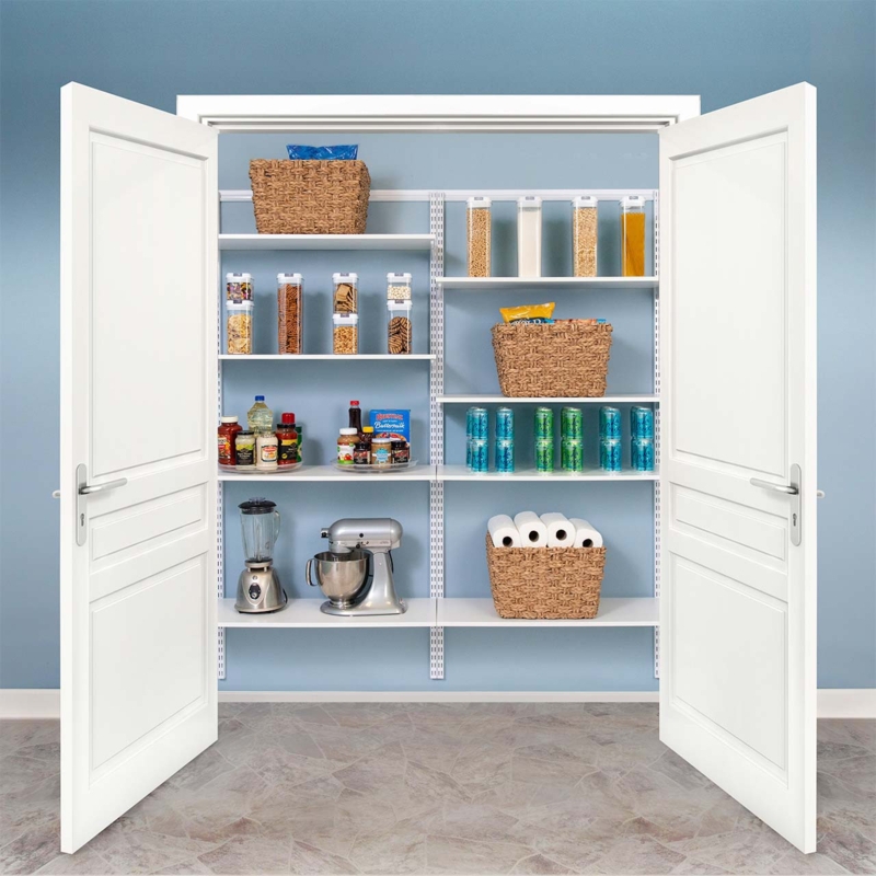 Pantry Shelving, White Adjustable Wire System for Reach-In Closets