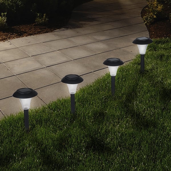 Pathway Light Set Of 8 Square Solar Modern Black Garden Accents
