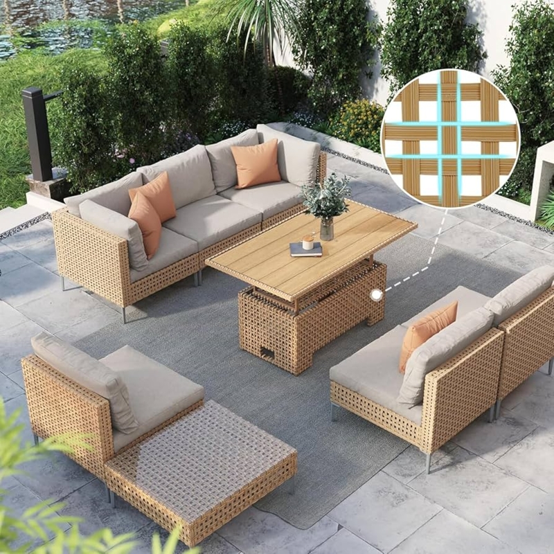 Patio Coffee Table Lift Top Wicker Storage Functional Lounge