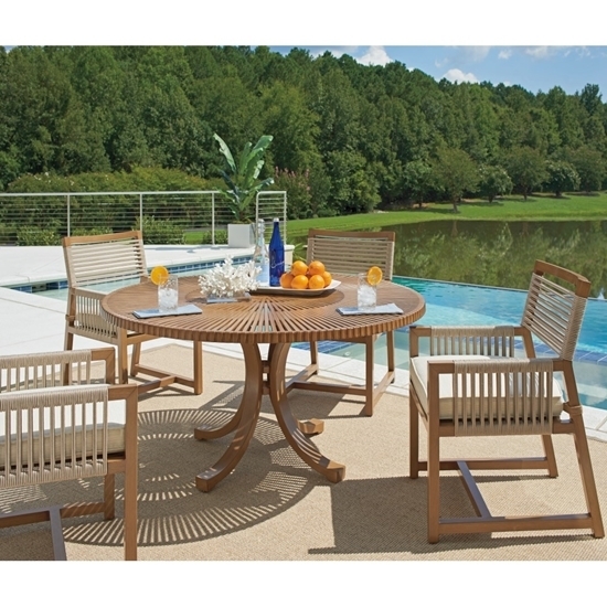 Patio Dining Set Round Dark Bronze Lattice Back Chairs Pedestal Base