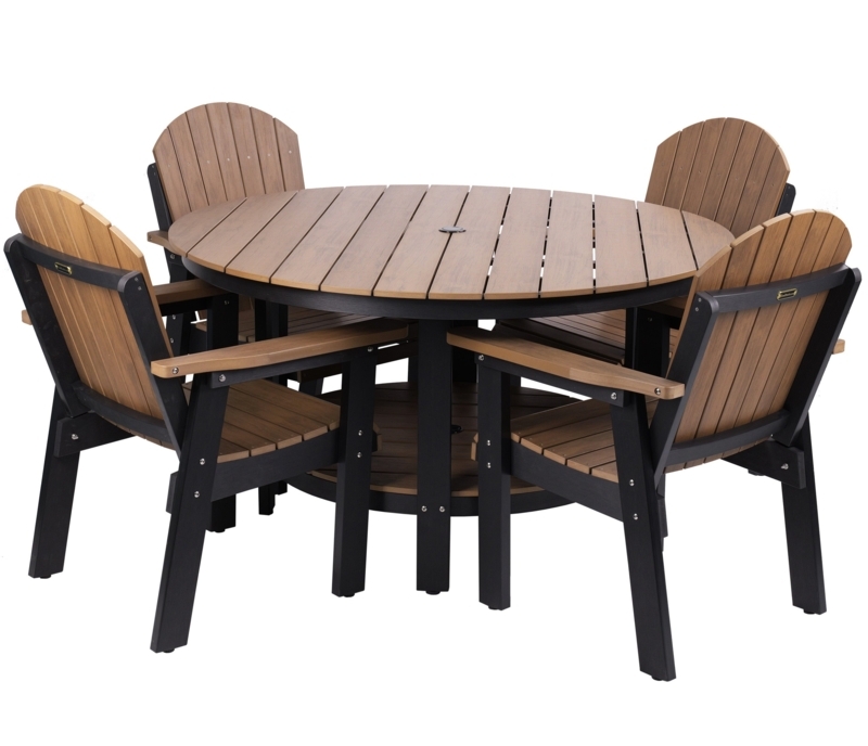 Patio Dining Set Weathered Gray Poly-Lumber Slatted All-Weather