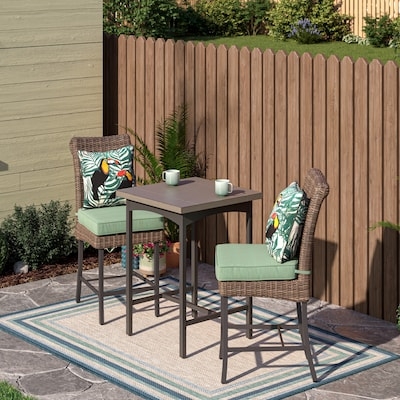 Patio Dining Set Woven Rope Detail Charcoal Slatted Modern