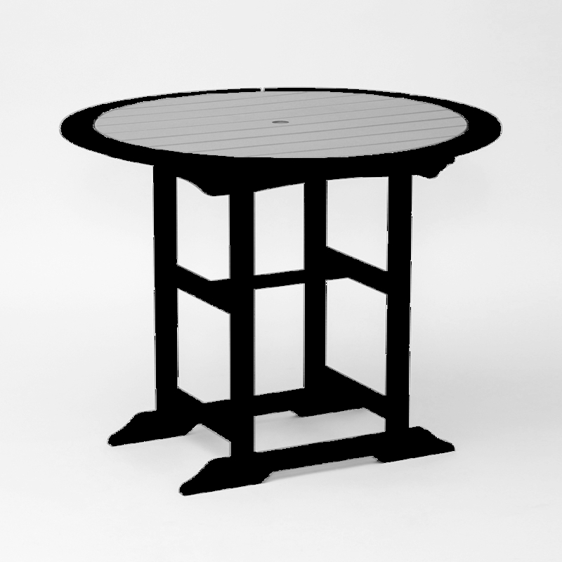 Patio Dining Table Concentric Slatted Top Weathered Charcoal Round
