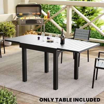 Patio Dining Table Dark Brown Bronze All Aluminum Slatted Top Rust Proof