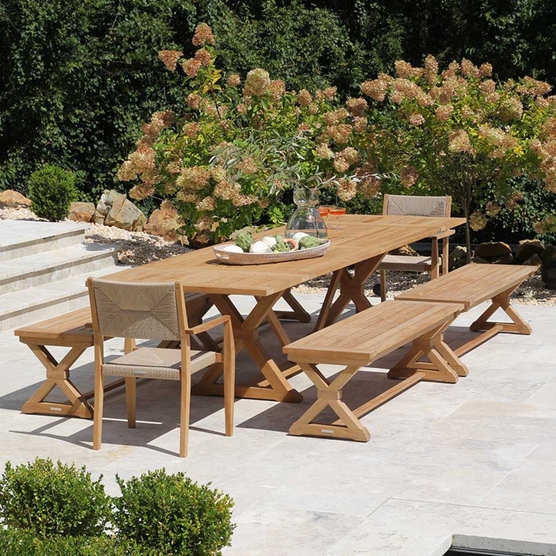 Patio Dining Table Extension Table Trestle Base Teak Styling